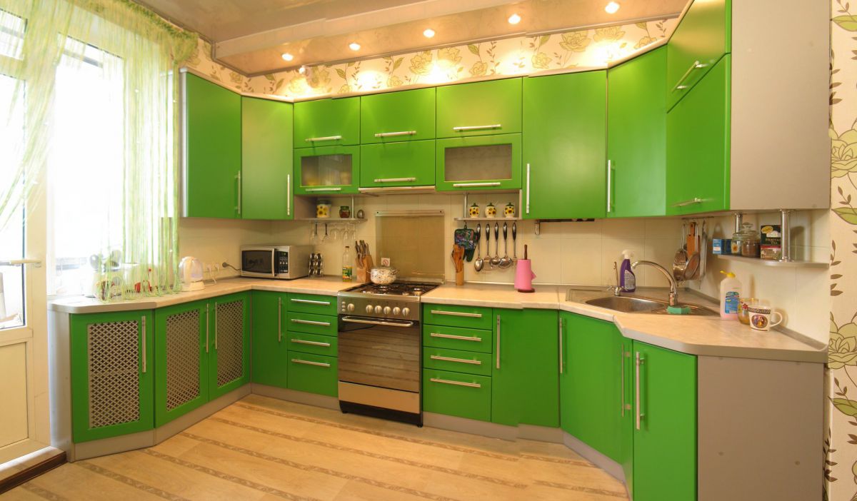 Дизайн зеленой кухни 7765