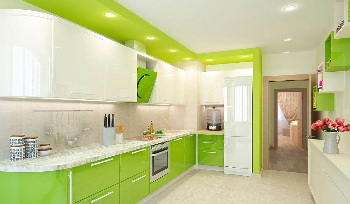 Дизайн зеленой кухни 7768