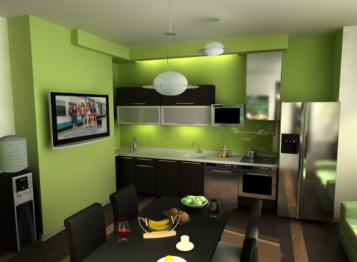 Дизайн зеленой кухни 7769
