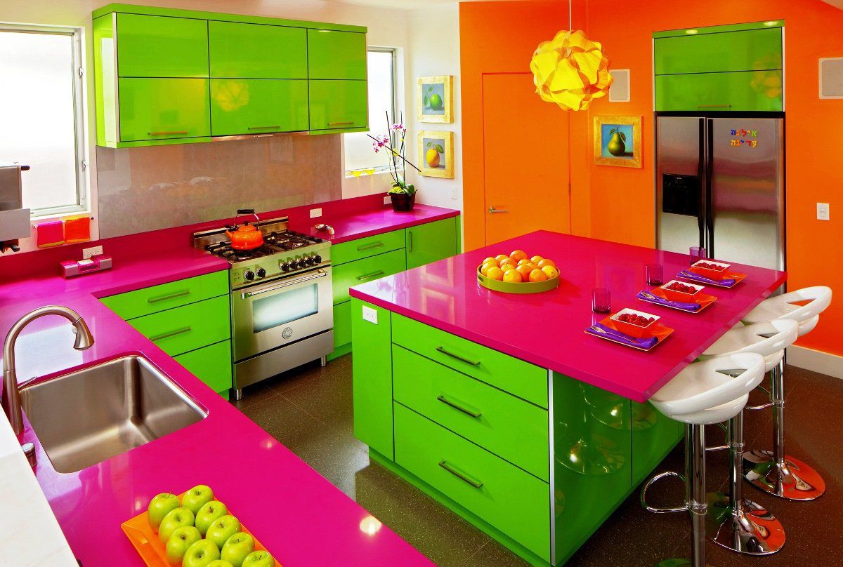 Дизайн зеленой кухни 7771