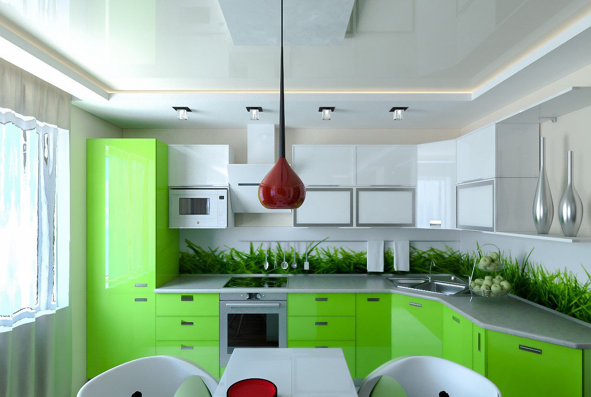 Дизайн зеленой кухни 7772