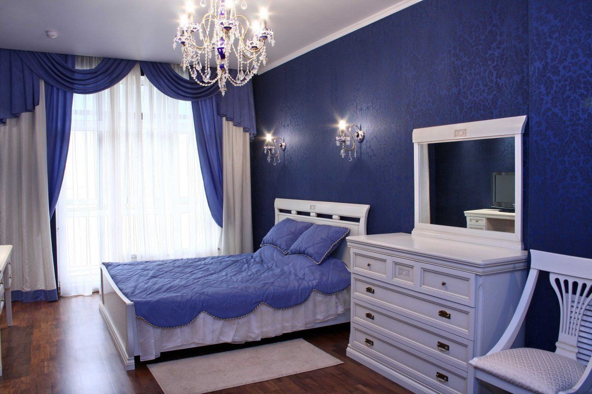 Синяя спальня, Синий интерьер спальни
