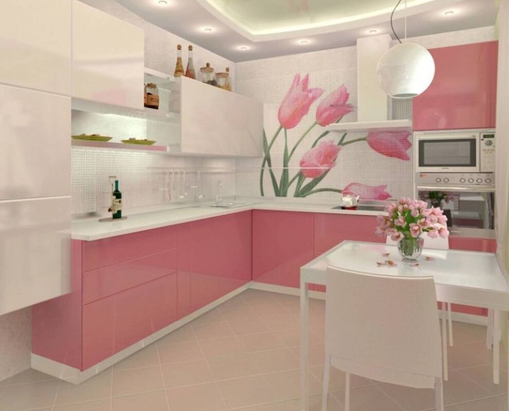 Розовая кухня 19128